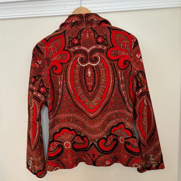 Ladies Isaac Mizrahi Red Corduroy Paisley Print Blazer - Picture 4 of 10
